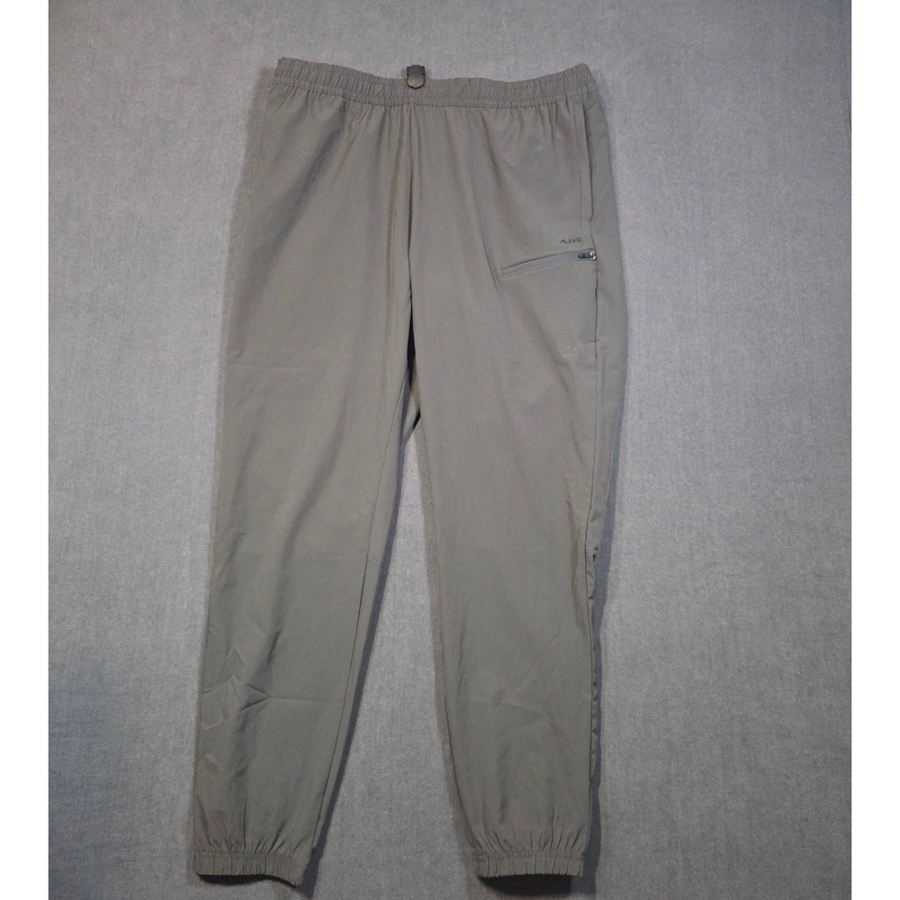 ALIVE Jogger Pants Mens Large Gray Qwick-Dry Elastic Waist Activewear